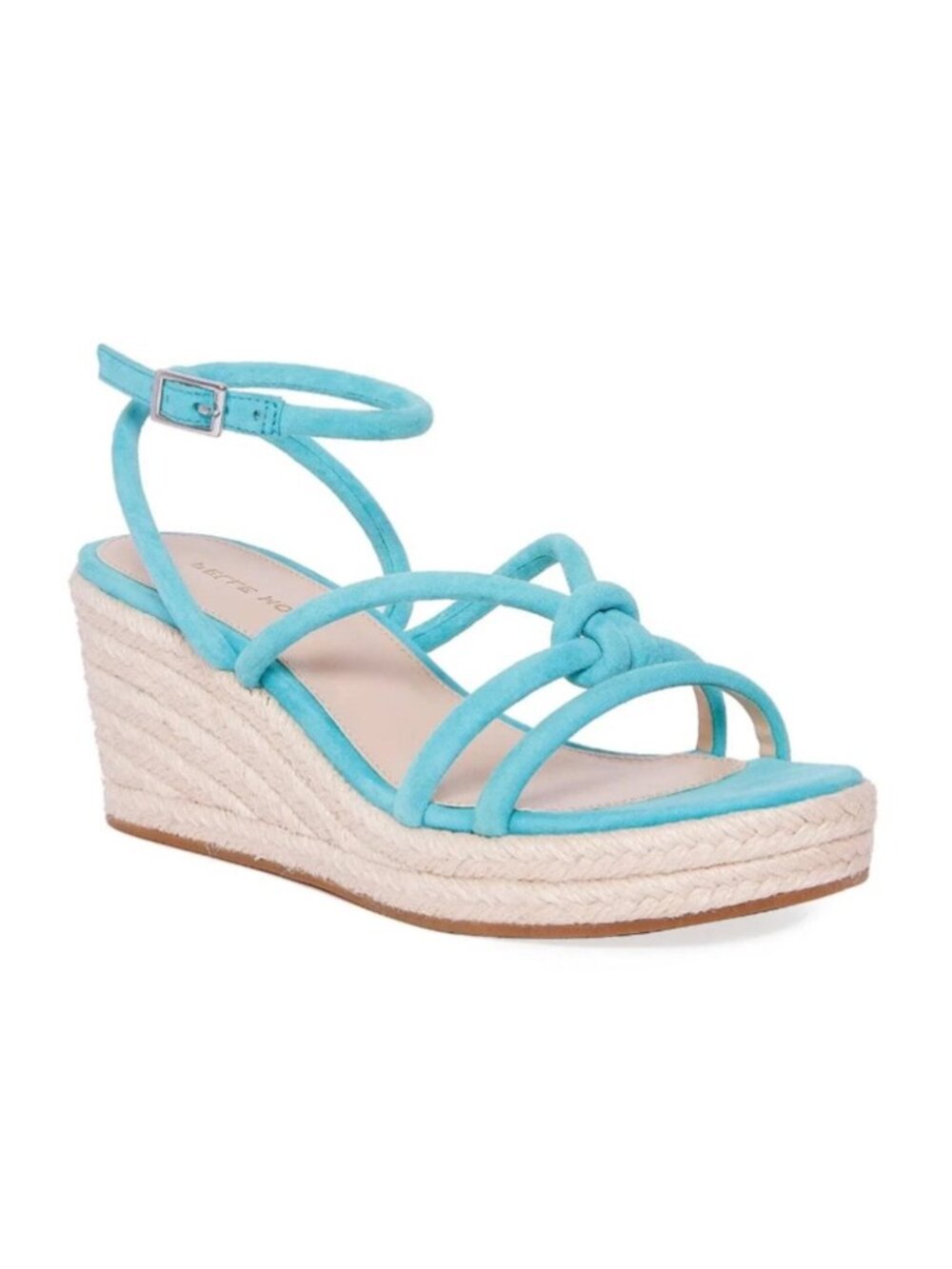 Pelle Moda Kylle Espadrille Platform Wedge Sandals Aqua Blue Suede 7.5 fits 7